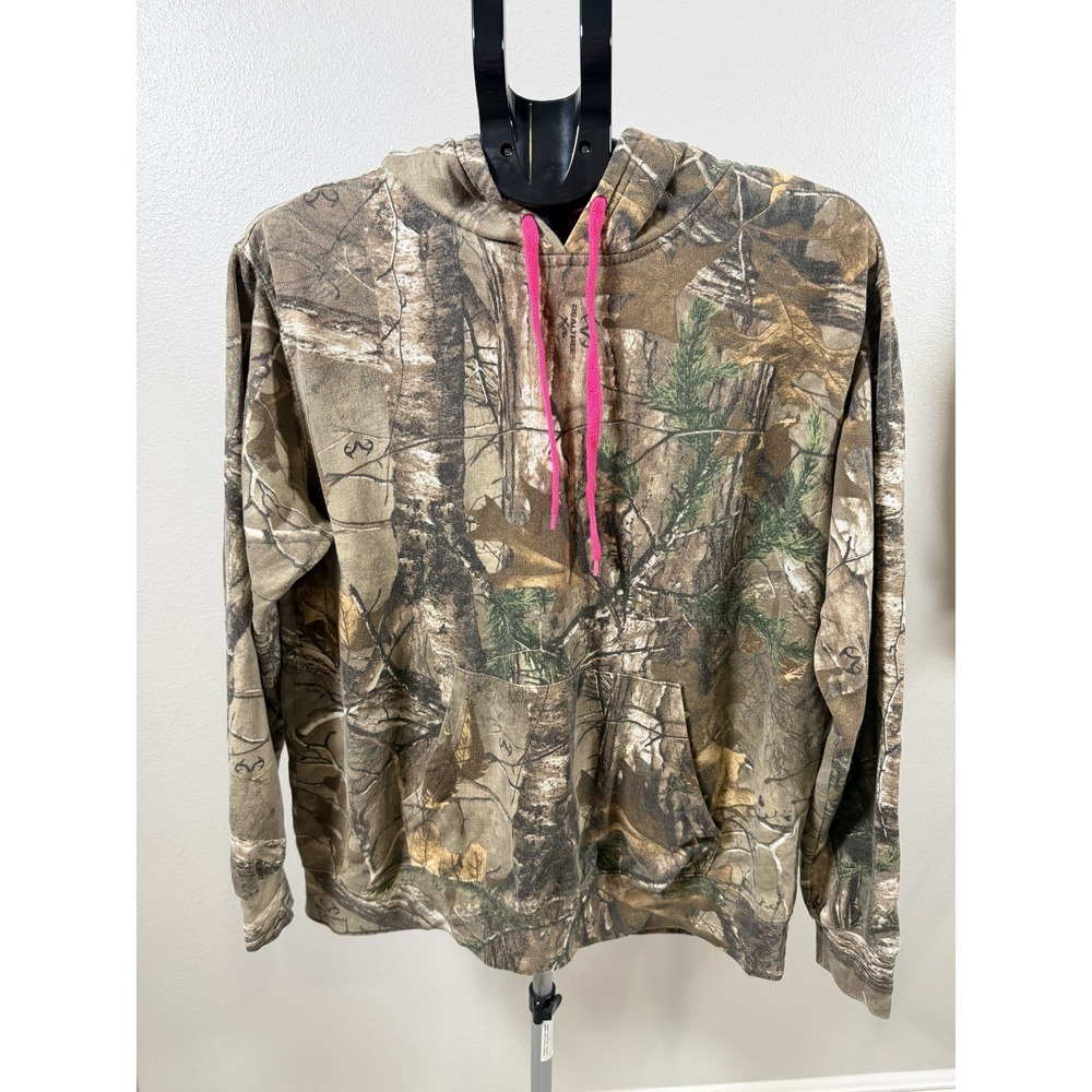 Realtree Xtra Hoodie Women XL 16-18 Brown Pink Camouflage Cotton Pullover Winter